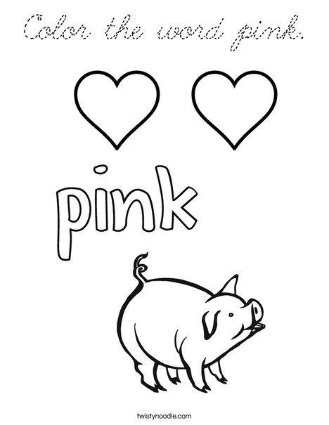 Color the word pink. Coloring Page