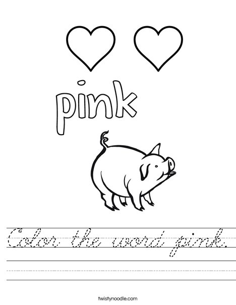 Color the word pink. Worksheet