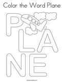 Color the Word Plane Coloring Page