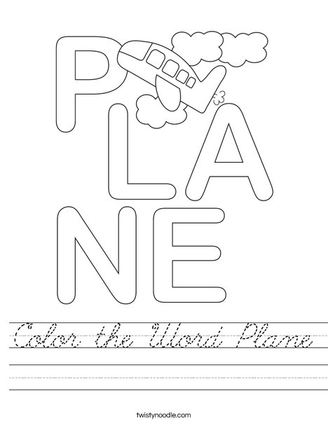 Color the Word Plane Worksheet