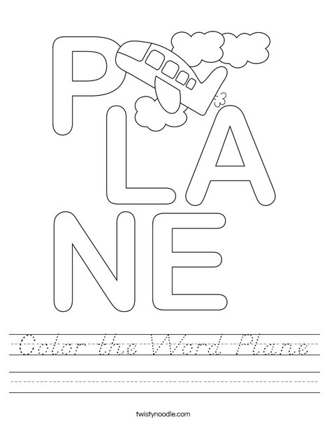 Color the Word Plane Worksheet