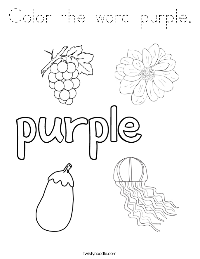 Color the word purple. Coloring Page