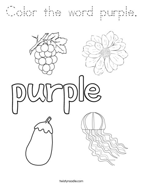 Color the word purple Coloring Page