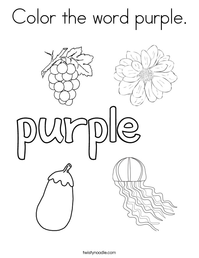 Color The Word Purple Coloring Page Twisty Noodle Color The Word Purple Coloring Page Twisty Noodle