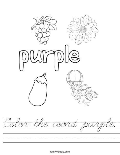 Color the word purple Worksheet