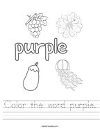 Color the word purple Handwriting Sheet