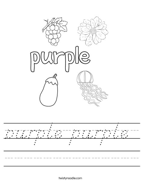 Color the word purple Worksheet