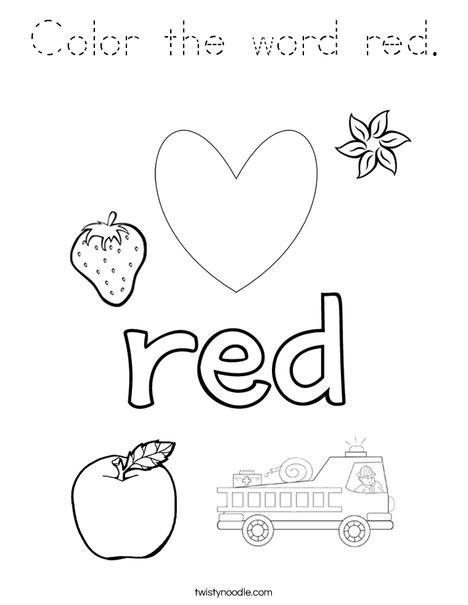 Color the word red. Coloring Page