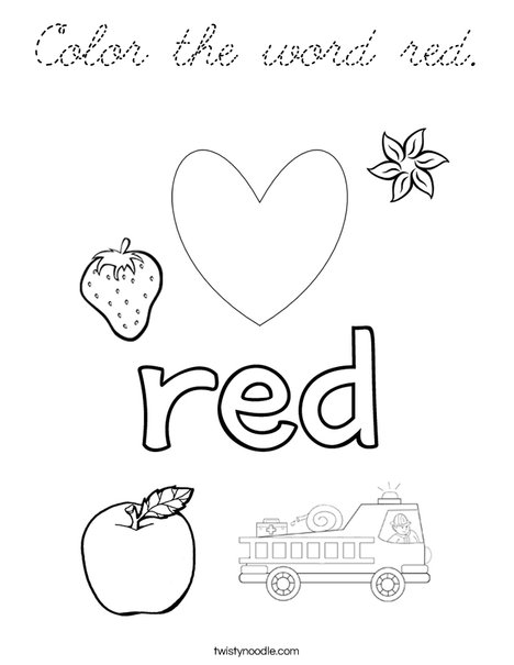 Color the word red. Coloring Page