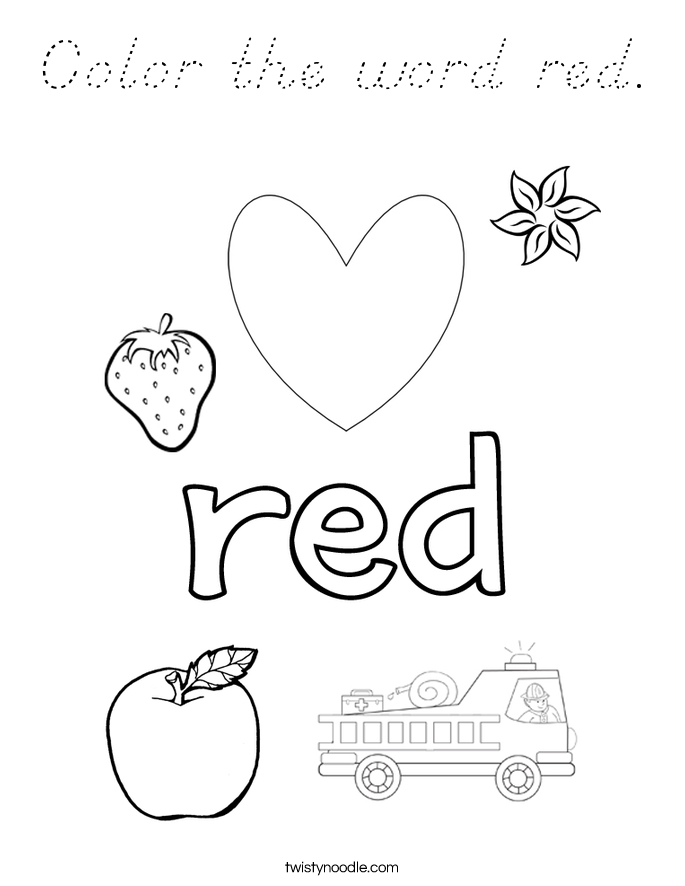Download Color the word red Coloring Page - D'Nealian - Twisty Noodle