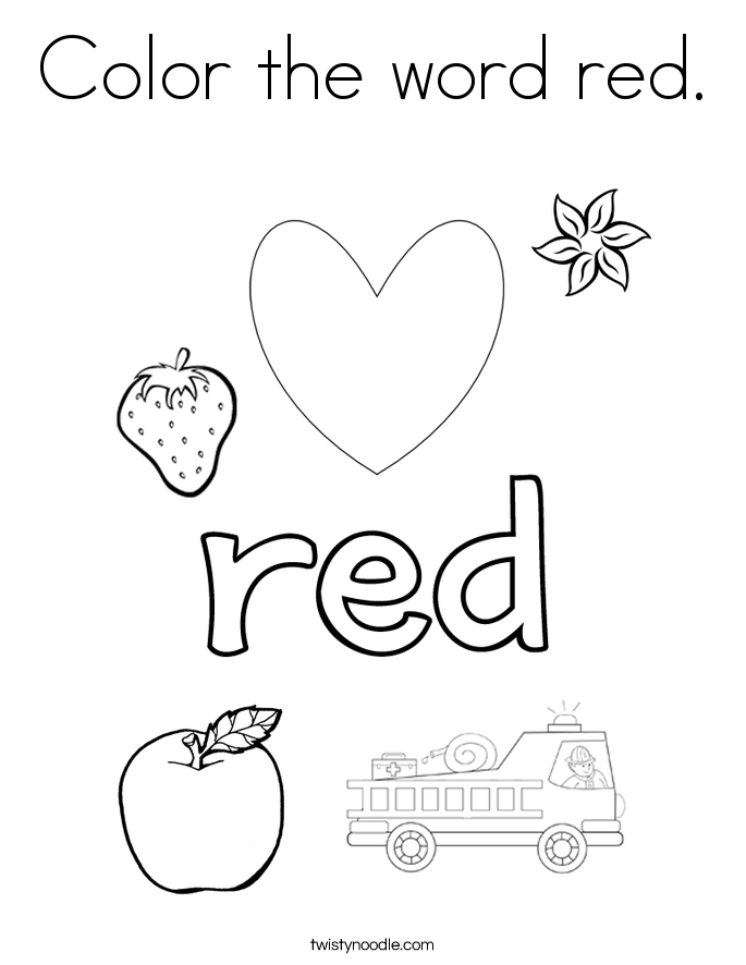 Color the word red. Coloring Page