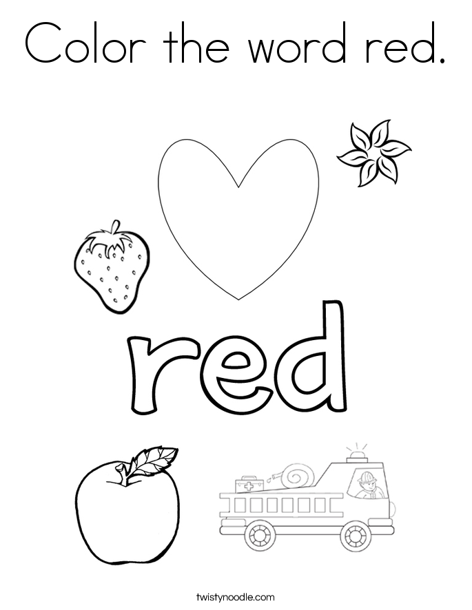 Color The Word Red Coloring Page Twisty Noodle
