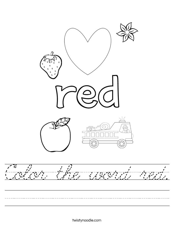 Color the word red. Worksheet