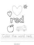 Color the word red. Worksheet