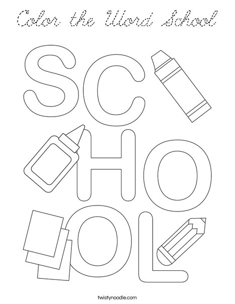 Color the Word School Coloring Page