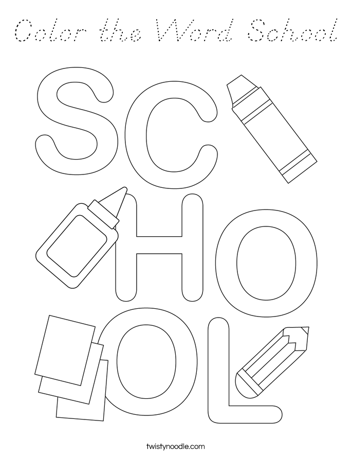 Color the Word School Coloring Page