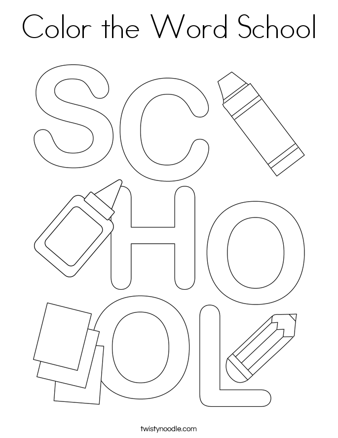 Color the Word School Coloring Page