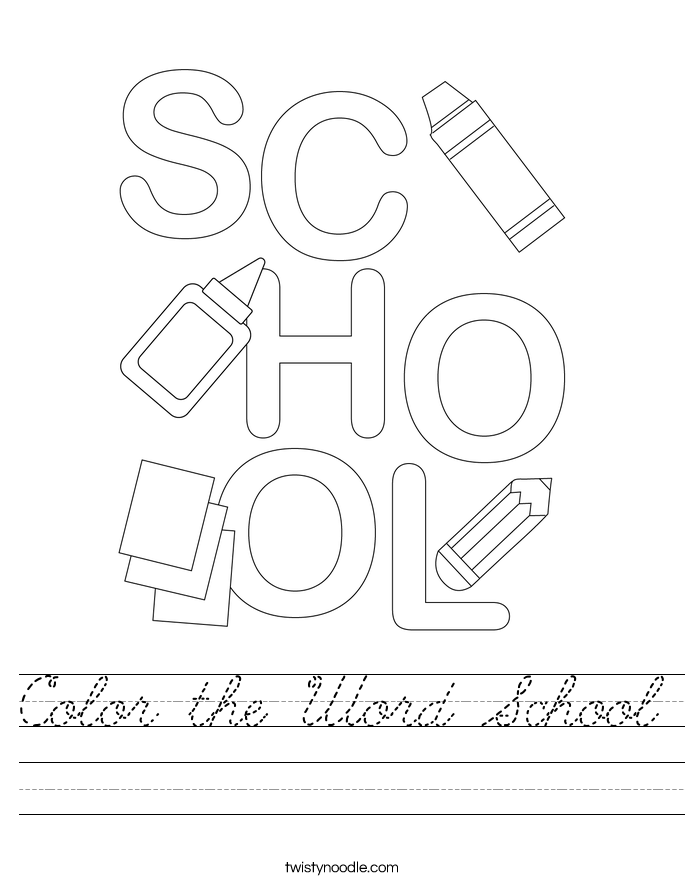 Color the Word School Worksheet
