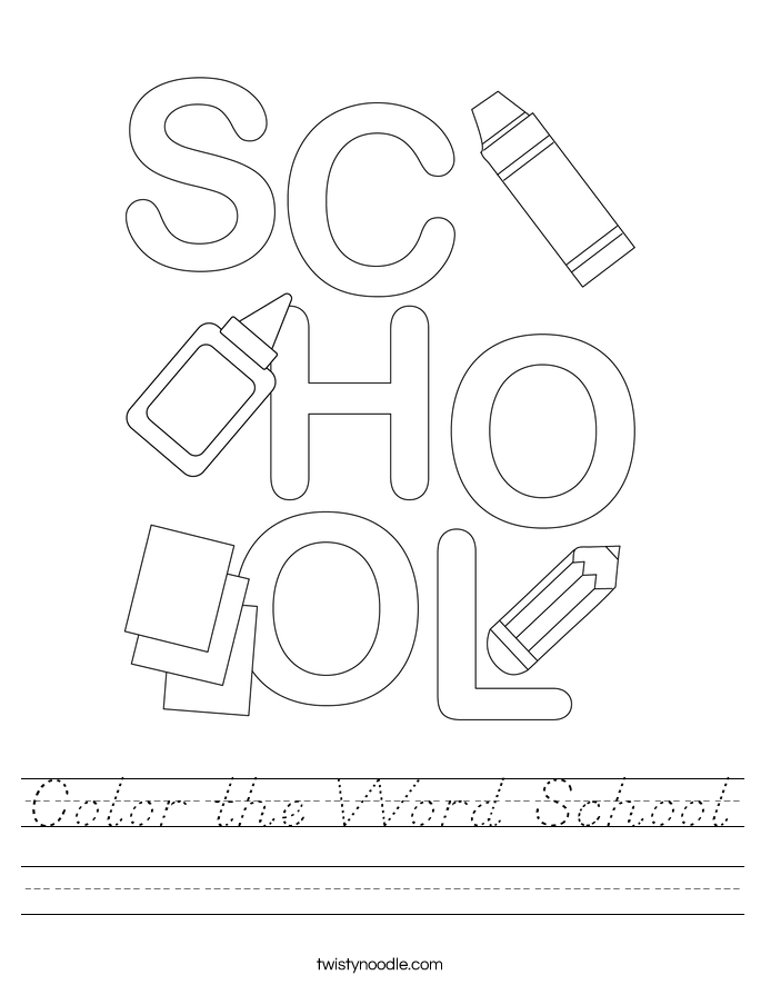 Color the Word School Worksheet