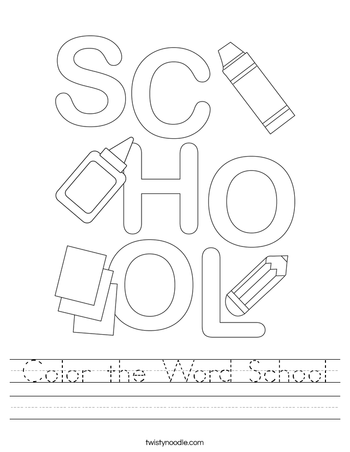Color the Word School Worksheet