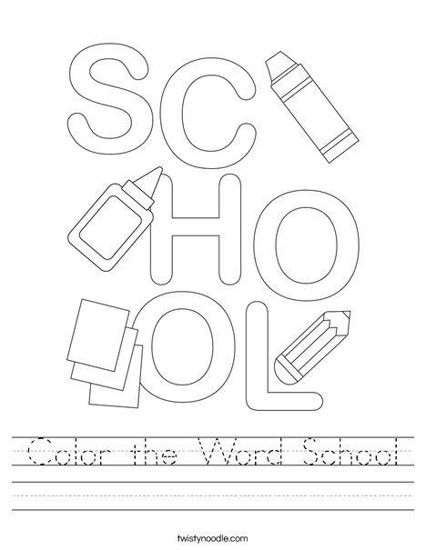 Color the Word School Worksheet