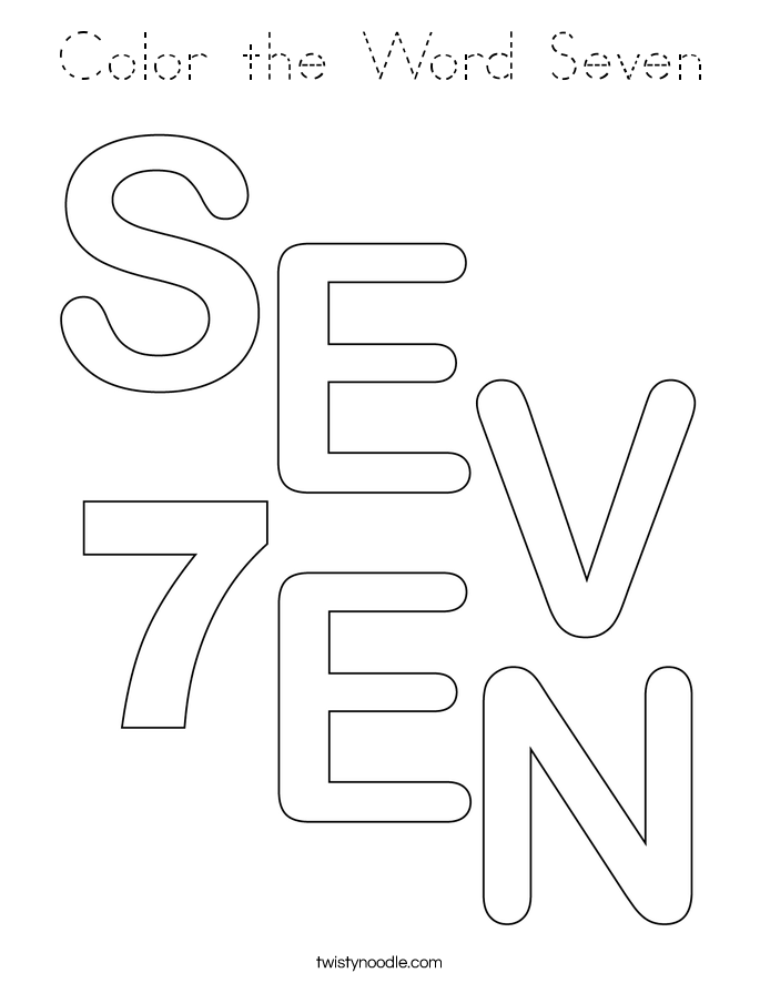 Color the Word Seven Coloring Page