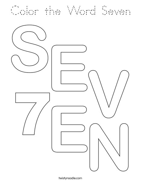 Color the Word Seven Coloring Page