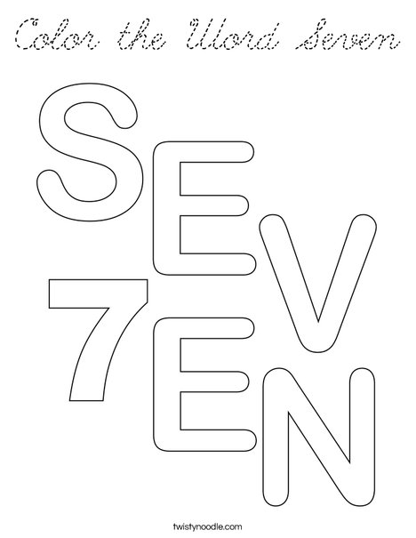 Color the Word Seven Coloring Page