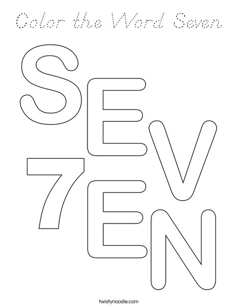 Color the Word Seven Coloring Page