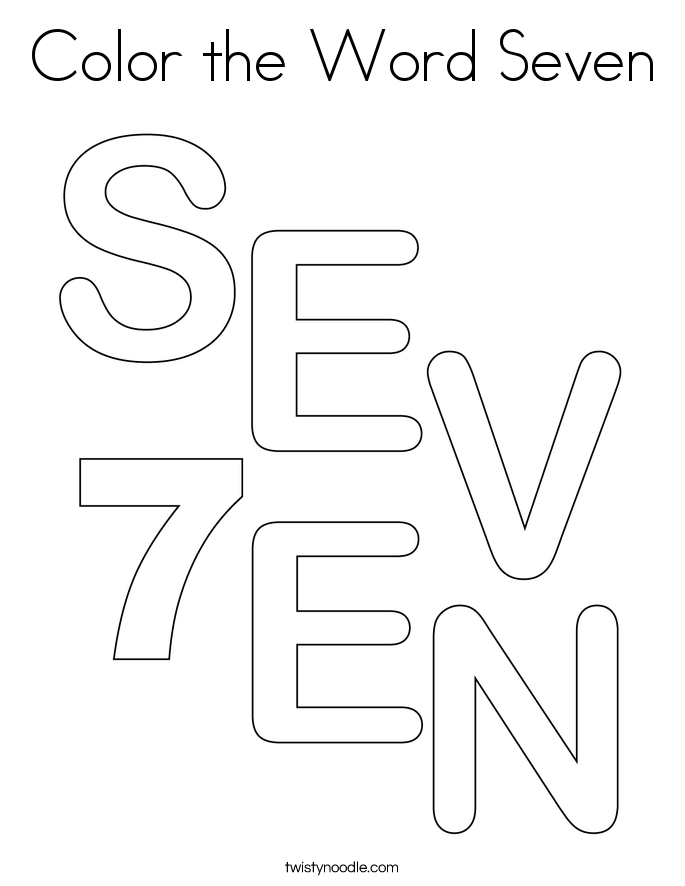 Color the Word Seven Coloring Page