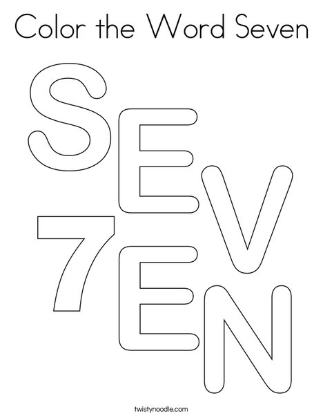 Color the Word Seven Coloring Page