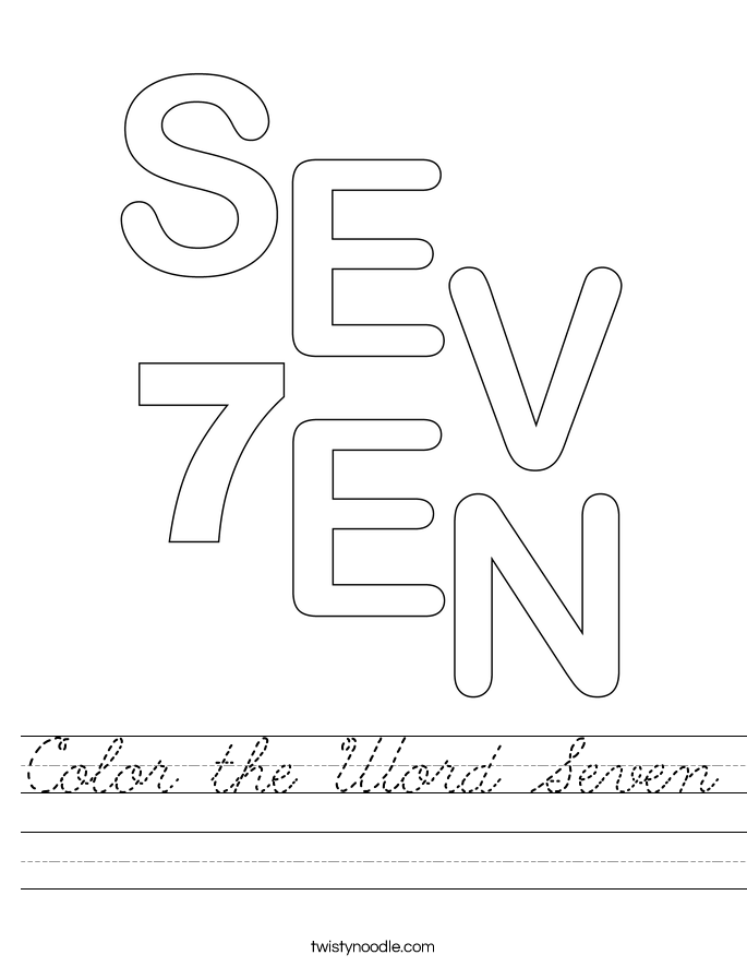 Color the Word Seven Worksheet