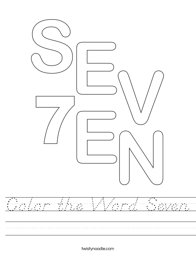 Color the Word Seven Worksheet