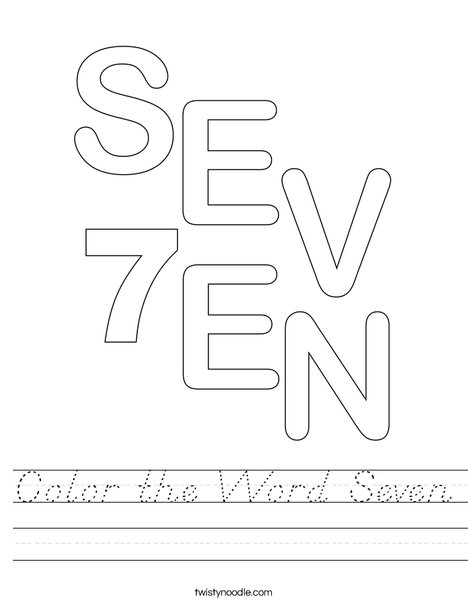 Color the Word Seven Worksheet