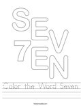 Color the Word Seven Worksheet