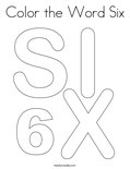 Color the Word Six Coloring Page
