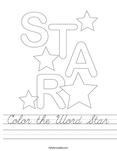 Color the Word Star Worksheet