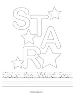 Color the Word Star Handwriting Sheet