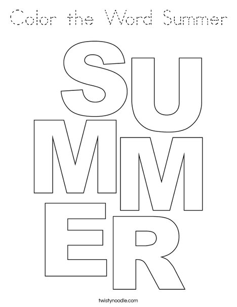 Color the Word Summer Coloring Page