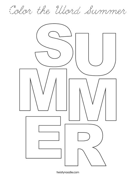 Color the Word Summer Coloring Page