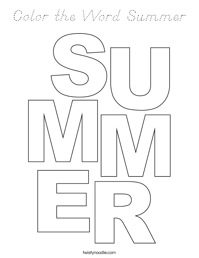 Color the Word Summer Coloring Page