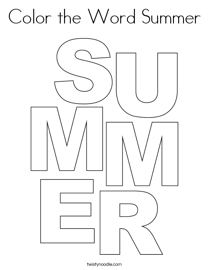 Color the Word Summer Coloring Page