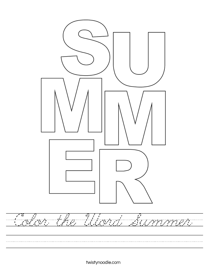 Color the Word Summer Worksheet