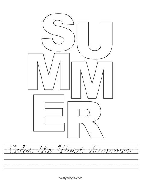 Color the Word Summer Worksheet