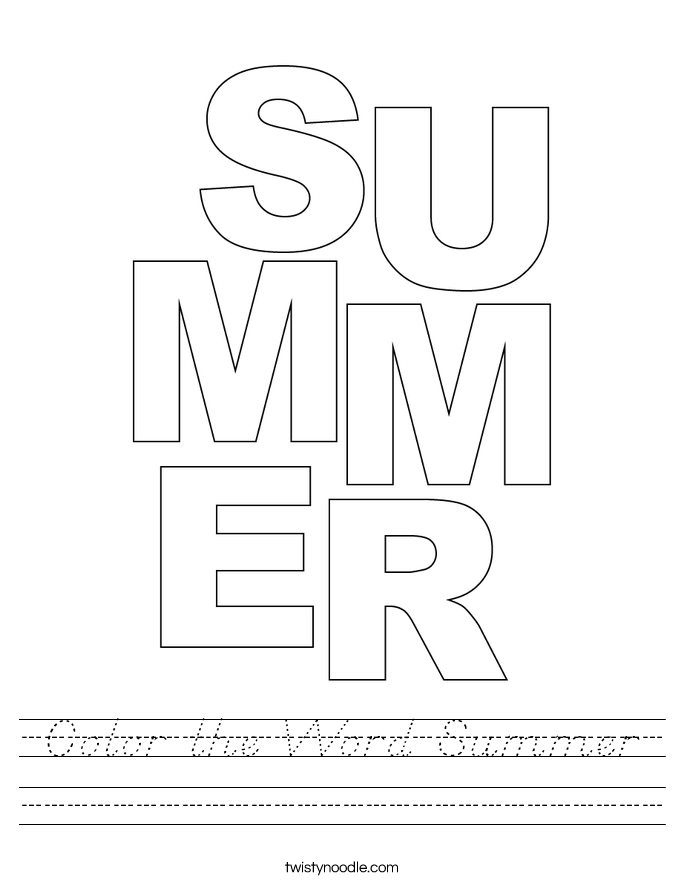 Color the Word Summer Worksheet