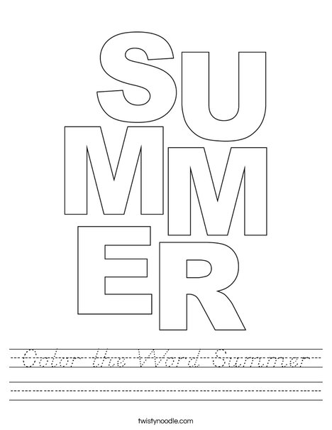Color the Word Summer Worksheet