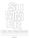Color the Word Summer Worksheet