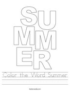 Color the Word Summer Handwriting Sheet