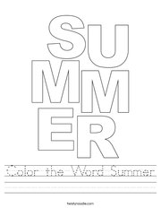 Color the Word Summer Handwriting Sheet