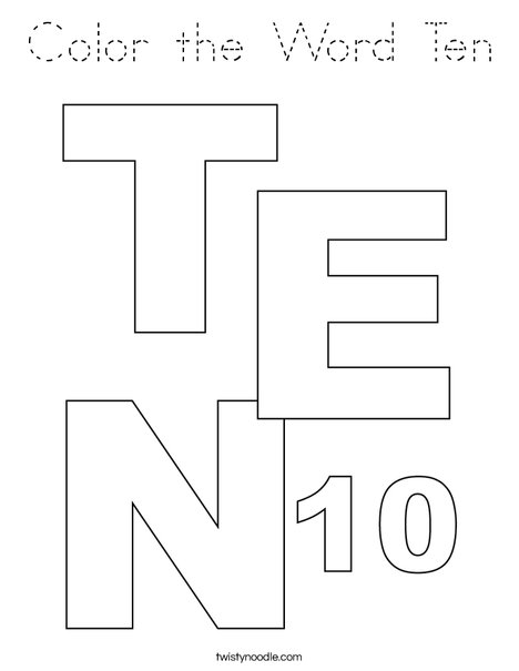 Color the Word Ten Coloring Page